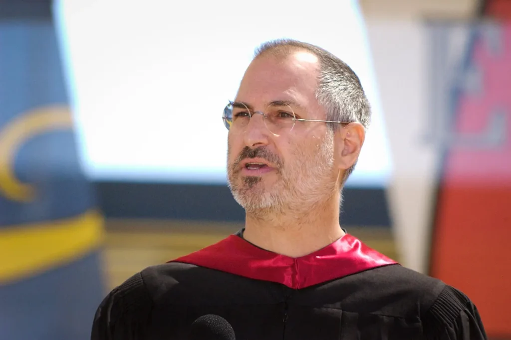 Steve Jobs delivering his 2005 Stanford commencement speech, often quoted in Ikigai discussions for connecting passion, work, and purpose